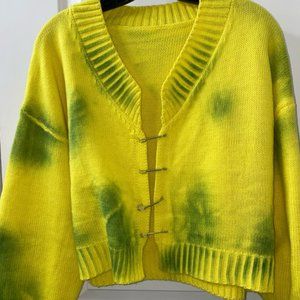 Tie Dye Sweaters Vintage Yellow Green Pullovers